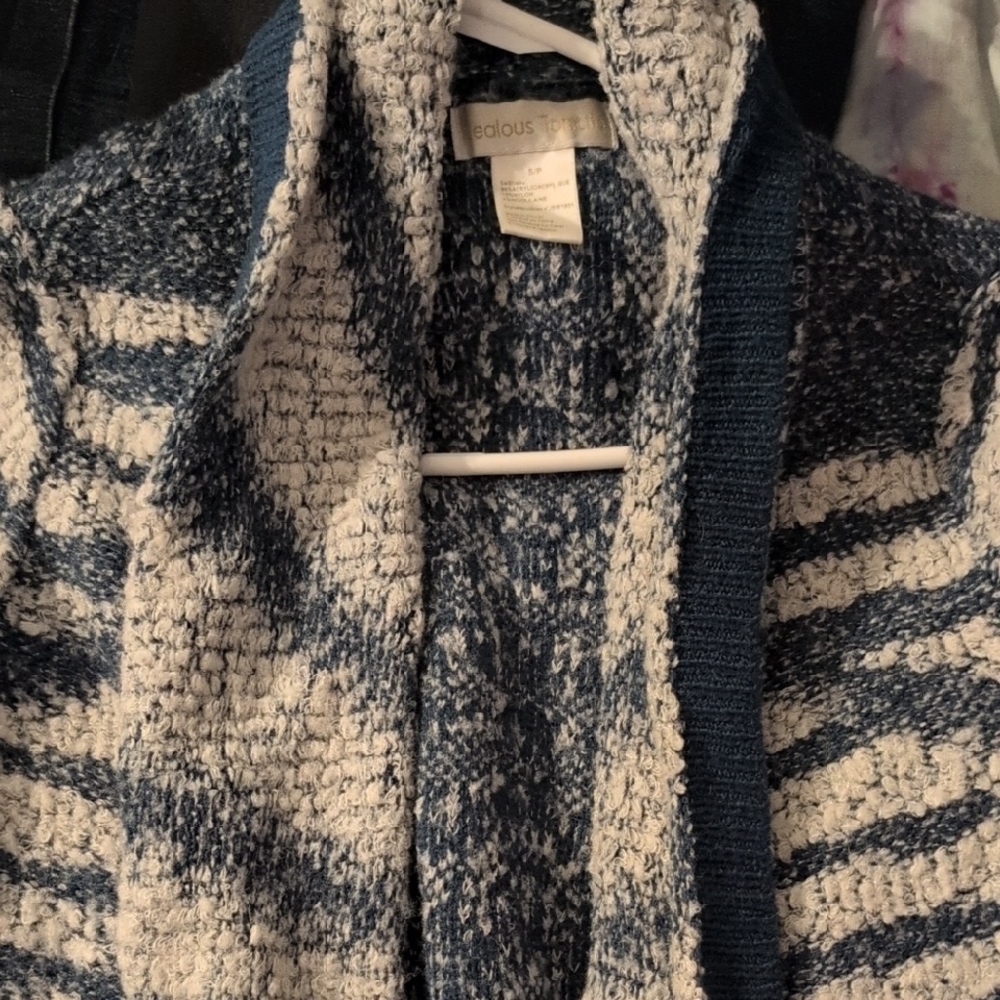 Warm And Stylish Jealous Tomato Navy and White Knit Cardigan